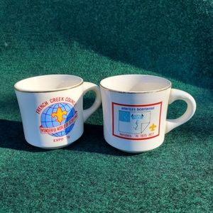 Vintage Lot of (2) BSA Boy Scouts of America Mugs Cups Coffee French Creek Expo